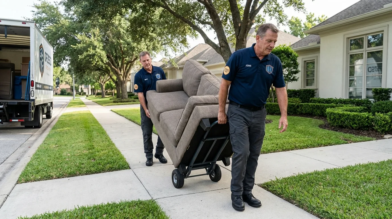 Local residential moving crew loading furniture in Waterloo, NY